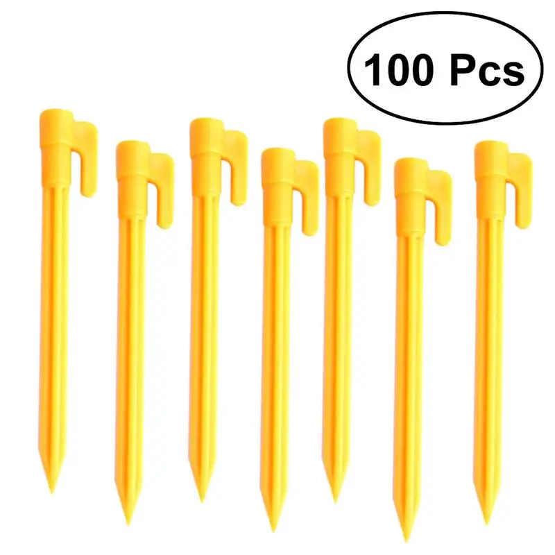 

BESTOYARD 100 Pcs ABS Tent Stakes Heavy duty lightweight Tent Pegs for Camping Hiking Canopy Gardening Trip