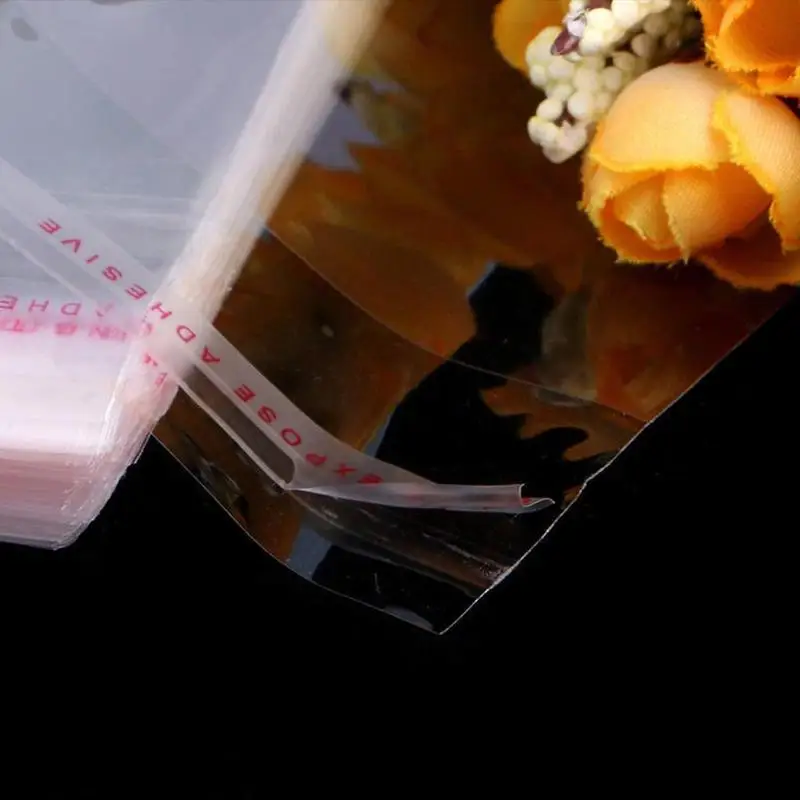 100 шт прозрачные самоклеящиеся пакеты для уплотнения Opp пластиковые целлофановые пакеты не сухой клей мешочек для конфет упаковка ювелирных изделий подарки
