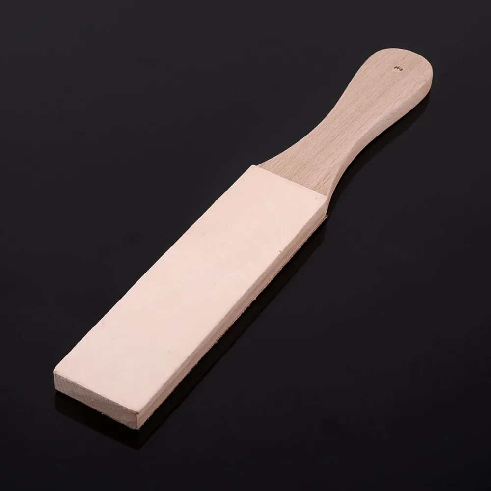 

Wooden Handle Leather Knife Sharpener Handmade Sharpening Strop Polishing Board Sharpen DIY Home Knives Kitchen Accessories