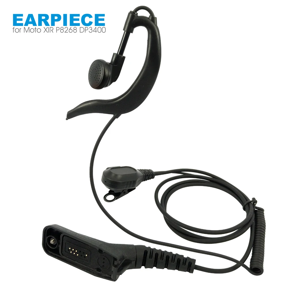 

Curve Earpiece Headset Mic for Motorola XIR P8268 P8260 P8200 APX4000 APX2000 APX6000 XPR6300 MTP6550 Walkie Talkie Ear Hook