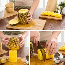 Из нержавеющей стали фруктовый ананас ломтерезка, Овощечистка, измельчитель кухонный инструмент для фруктов ананас инструмент для легкого удаления шелухи шинкователь устройство EJ880518