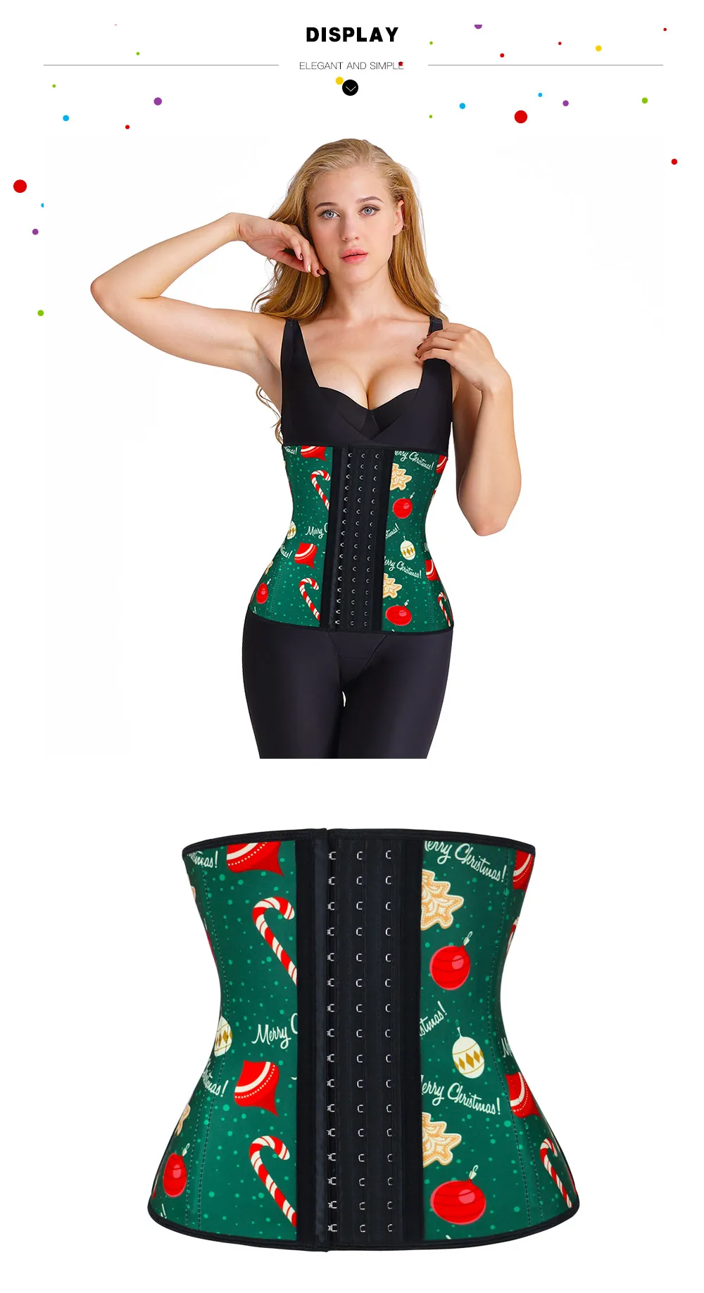 NB1736_01 Atbuty Firm Waist Trainers 9 Steel Bones Latex Waist Shaper Christmas Clothes Tummy Control Hooks Long Torso Body Shaper Corset (4)
