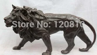 

16" Chinese Purple Bronze Copper Asian Africa Running Folk Lion Statue Statuary
