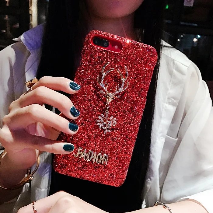 Шикарный Роскошный чехол для iPhone XS MAX XR X 8 7 Plus Рождественский Шопинг стразы 6s
