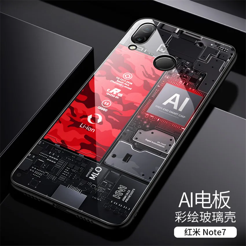 Aixuan стеклянный чехол для Xiaomi Redmi note 7, чехол из закаленного стекла, силиконовый защитный чехол для Redmi Note 7 pro, чехлы