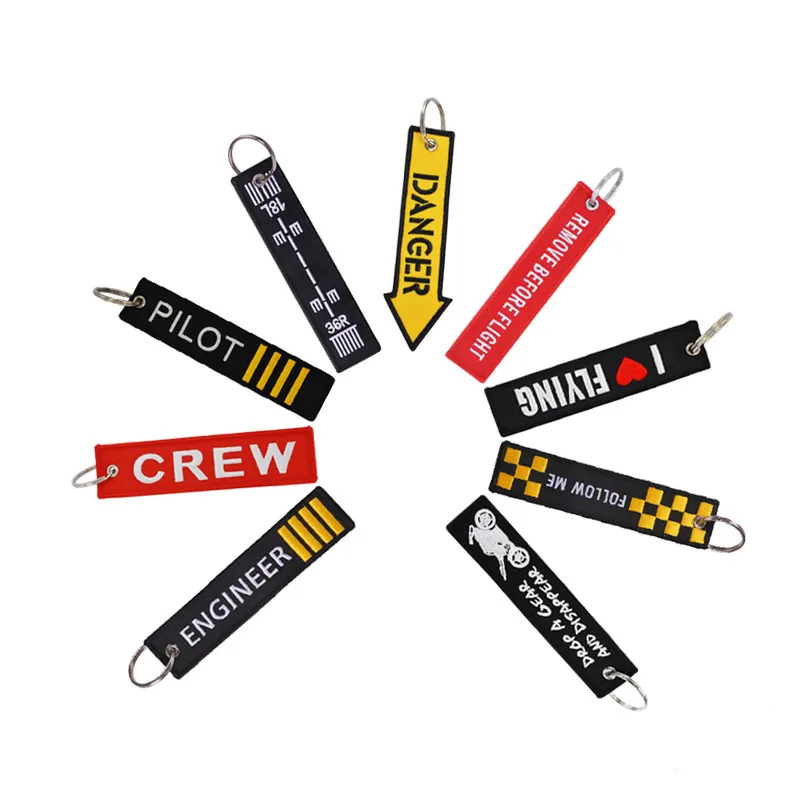 

REMOVE BEFORE FLIGHT Novelty Keychain Launch Buckles Key Chain for Motorcycles and Cars Key Tag New Embroidery Key Fobs