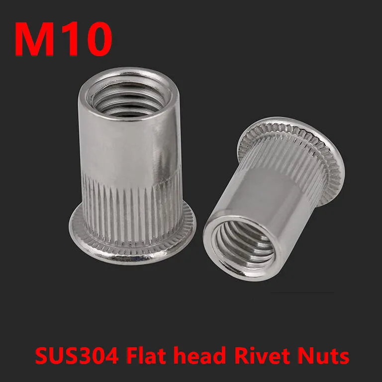 50pcs Thread M10 Rivet Nuts 304 Stainless steel Rivnut A2 Flat