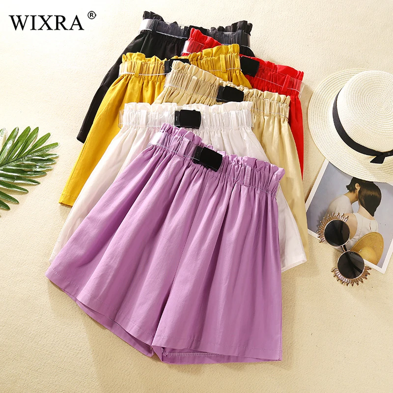 Женские свободные шорты с высокой талией Wixra повседневные широкие поясом лето 2019