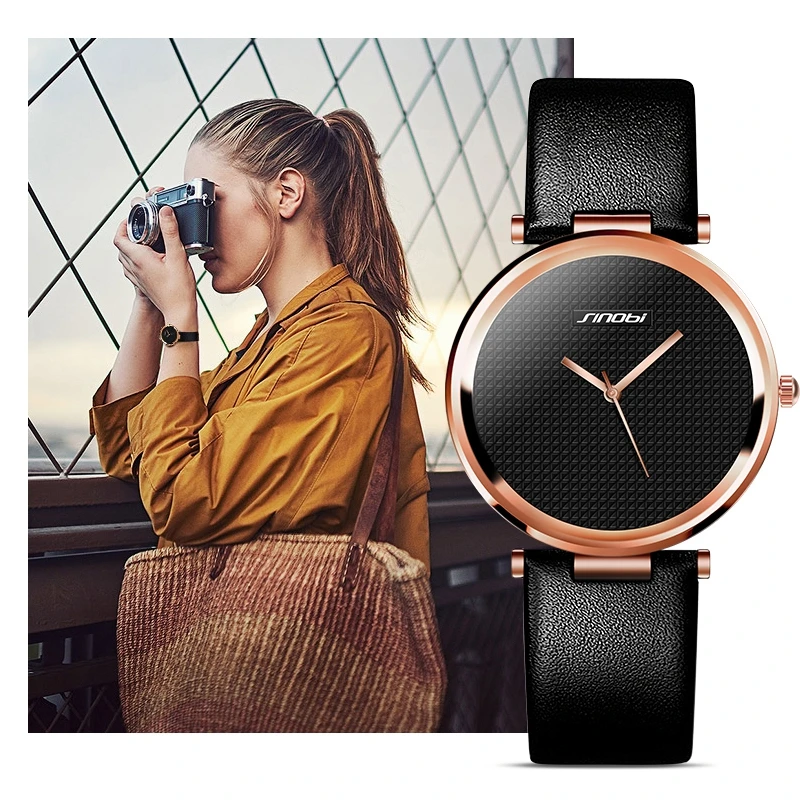 

SINOBI Fashion Women's Watches 2018 Leather Strap Top Luxury Brand Women's Quartz Clock Watch Women Montres Femmes