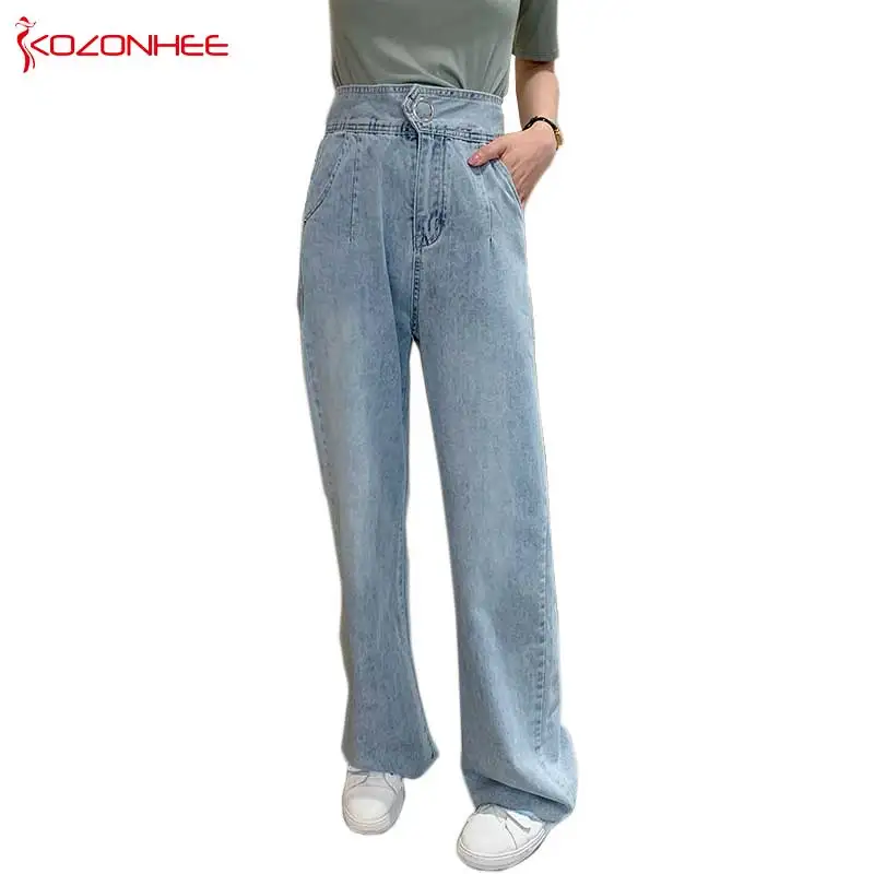

Fashion Loose Women Fashion High Waist Wide Leg Jeans Flared Bell Bottom Denim Pants #12