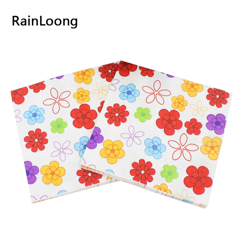 

[RainLoong] Virgin Wood Pulp Material Flower Paper Napkins Tissue Dinner Serviette Guardanapo 33cm*33cm 20pcs/pack