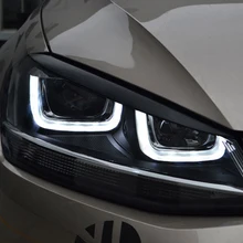 Carmonsons 2 pçs faróis sobrancelha pálpebras abs chrome guarnição capa para volkswagen vw golf 7 mk7 gti r acessórios do carro estilo