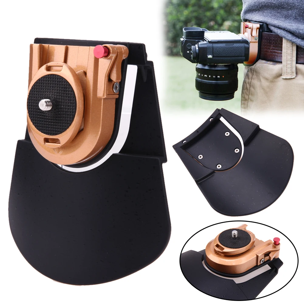

Camera Belt Holster Clip Waist Holder PE + ABS + Metal Clip Holder Quick Release Plate for 1/4'' Pro DSLR Video Digital Cameras