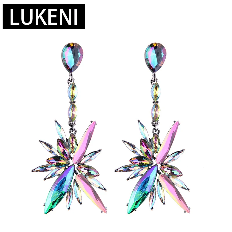 

Maxi Boho Crystal Water Drop Rhinestone Geometric Irregular Dangle Long Earrings For Women Statement Female Jewelry Bijuterias