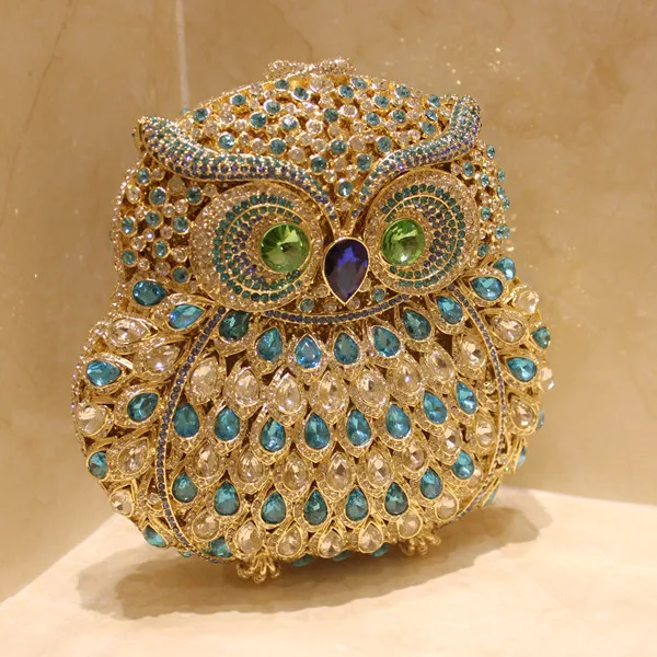 

Custom Collectible super adorable diamond Dinner Bag luxury banquet bag bag wedding bride Rhinestone owl handbag