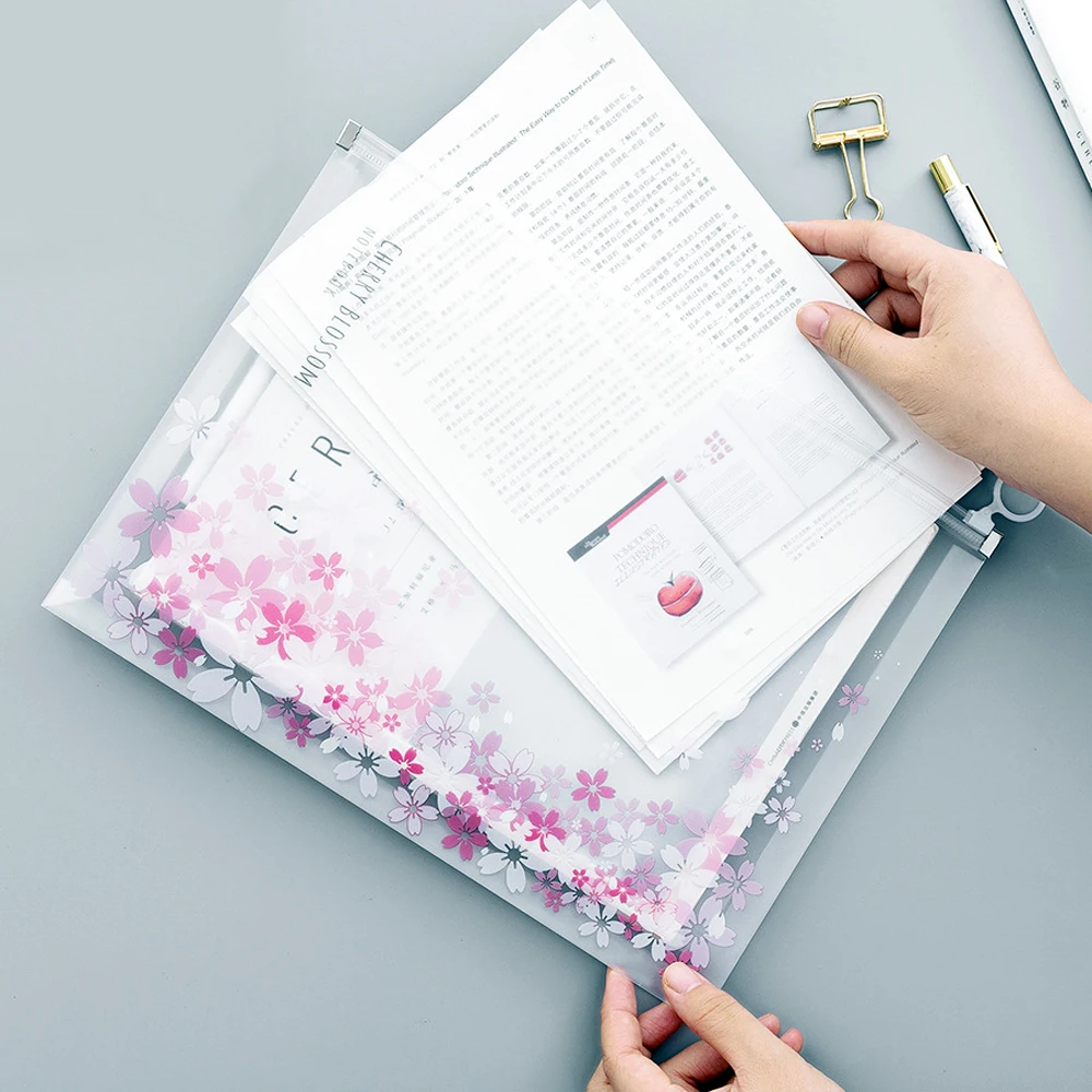 

1pc Cute Plant Landscape File Folder Pouch for Documents Large Capacity Document Bag Business File Folder Paper Storage Bag