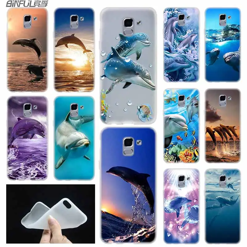 Чехол с изображением дельфина силиконовый чехол из ТПУ для Samsung Galaxy J6 J8 J3 J5 J7 J4 J2 J1