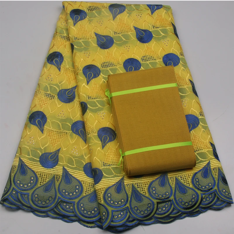

High Quality African Guipure Lace In Yellow, Cotton Lace Fabric Market In Dubai, Aso Oke Lace Match Gele MR669B-1