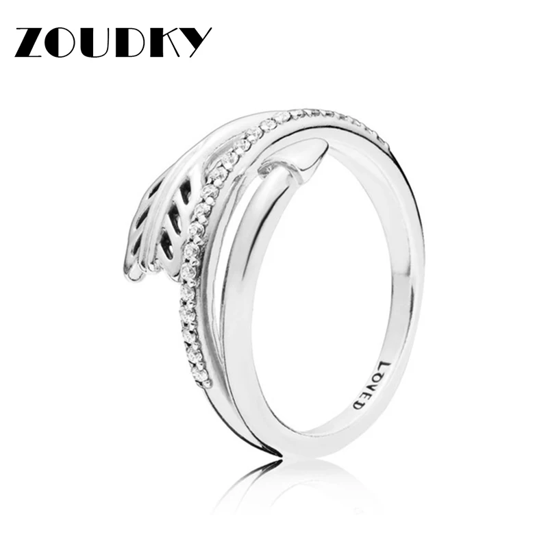 

2019 NEW ZOUDKY 100% 925 Sterling Silver Valentine's Day Sparkling Arrow Ring Premium Product Original Fashion Jewelry Gift