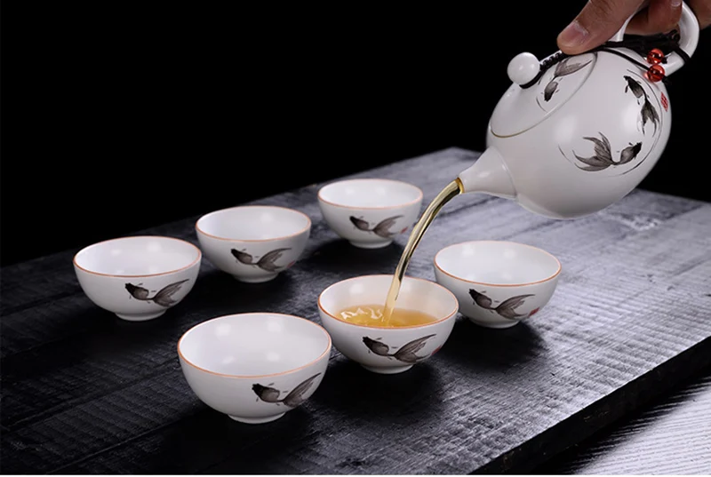 Ding печи белый матовый керамический чайник, кунг-фу чайник ручной работы кунг-фу чайный чайник церемония чайник для Пуэра 180 мл