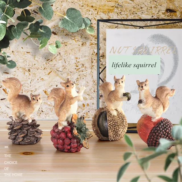 Best Price Resin Doll Squirrels Creative Vintage Squirrel Figurines Ornament Birthday Gift Kid Gift Home Decor 4 Pcs/set Free Shipping 