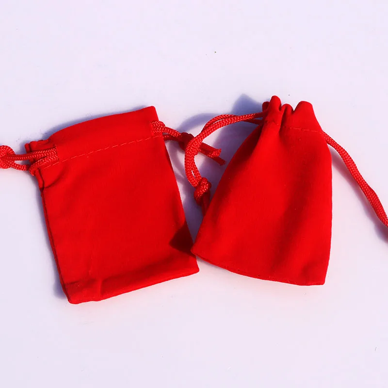 5x7cm 50pcs/lot Red/royal Blue Velvet Bag Mini Drawstring Pouch Charms