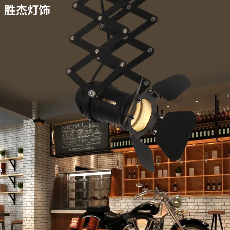 

restoring ancient ways four leaf pendant lamp, wrought iron bar cafe telescopic rail droplight lacquer that bake