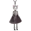 HOCOLE-collier de poupée de fleur pour femmes, collier de poupée, jolie tête de chat, longue chaîne, pendentif en strass, déclaration, bijoux pour femmes, 2022 ► Photo 2/6