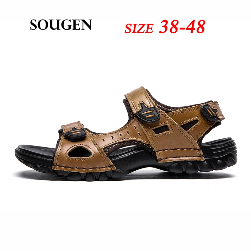 Size38 48 мужские кожаные сандалии удобная обувь для мужчин Летняя мужская взрослых