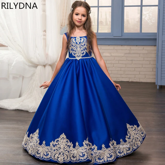 Vestido Infantil Princesa Cinderela Azul C/ Renda Luxo Festa