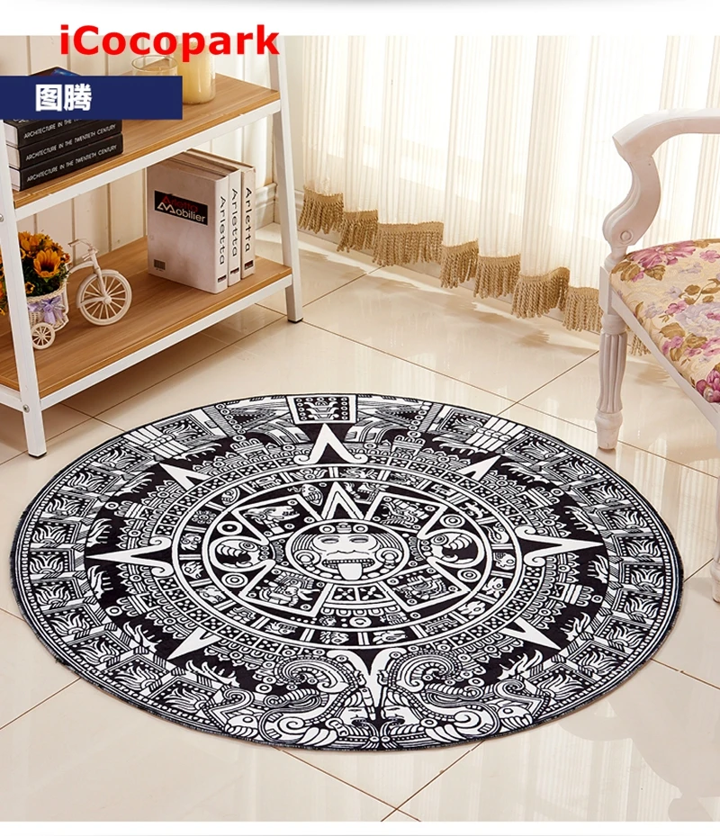 NiceRug Round Totem carpet living room coffee table bedroom blanket