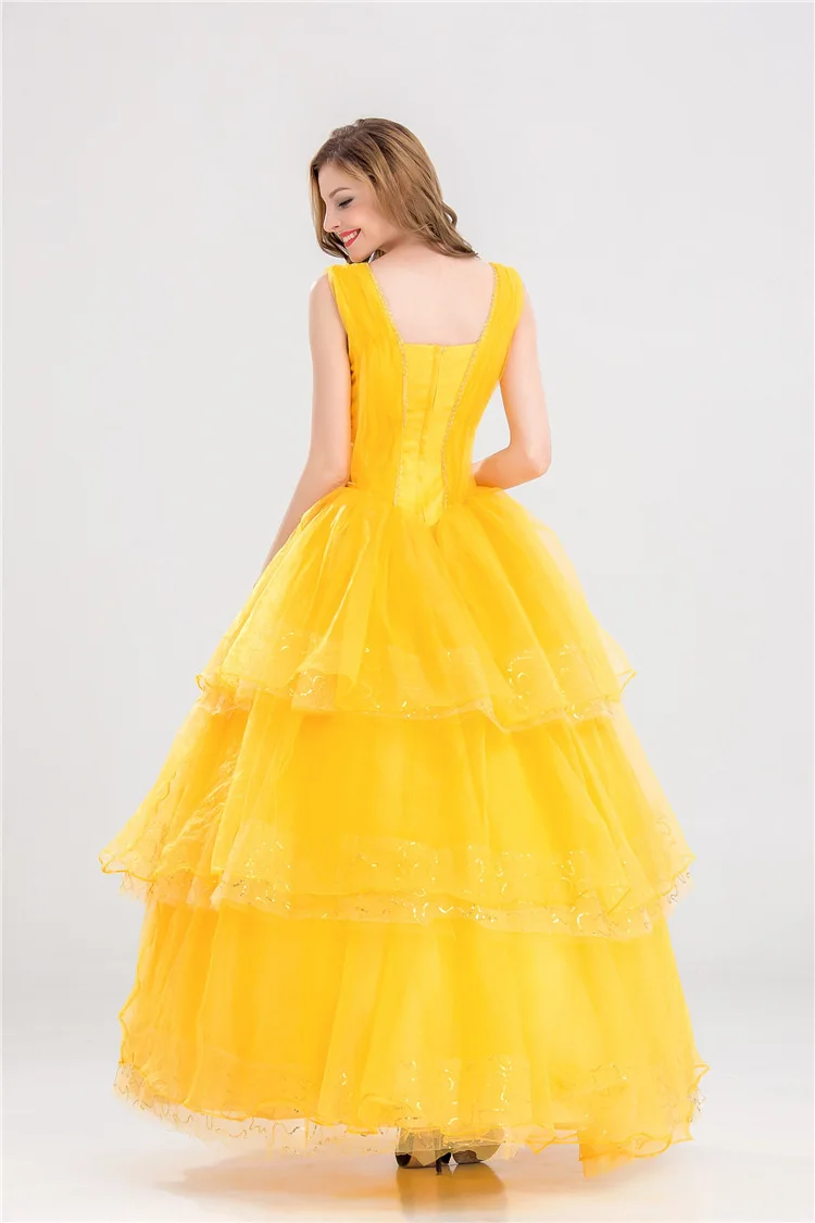 Женская Мода Горячая Распродажа Красавица и Чудовище Принцесса Белль косплей платье