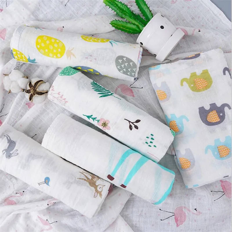 

100% Cotton 2 Layers Baby Swaddles Blanket Newborn Sleeping Blankets Gauze Wrap Sleepsack Stroller Cover Play Mat Baby Swaddle