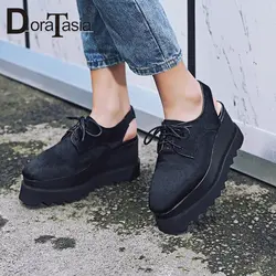 DORATASIA/Новинка 2019, модные туфли на плоской платформе из конского волоса, женские весенние туфли с ремешком на пятке, женские удобные высокие