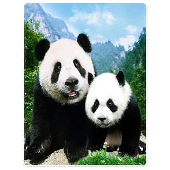 

HommomH Blanket Throw Comfort Warm Soft Plush Throw For Sofa Cute Panda Mother And Child Mountain Forest Green