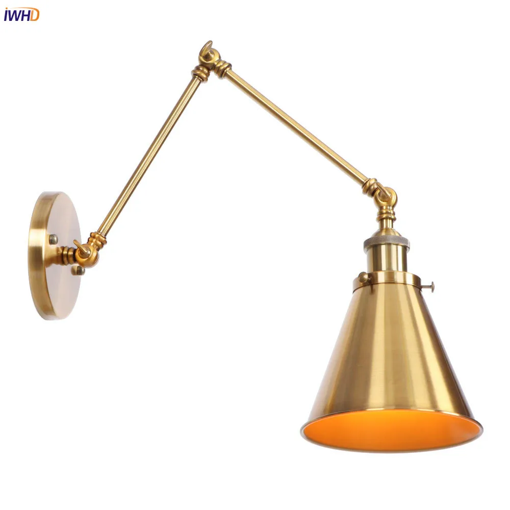 Preise IWHD Goldene Lange Arm Wand Lampe Vintage Schlafzimmer Loft Einstellbare Industrie Wand Lichter Leuchte LED Edison Stil Zu Hause Beleuchtung