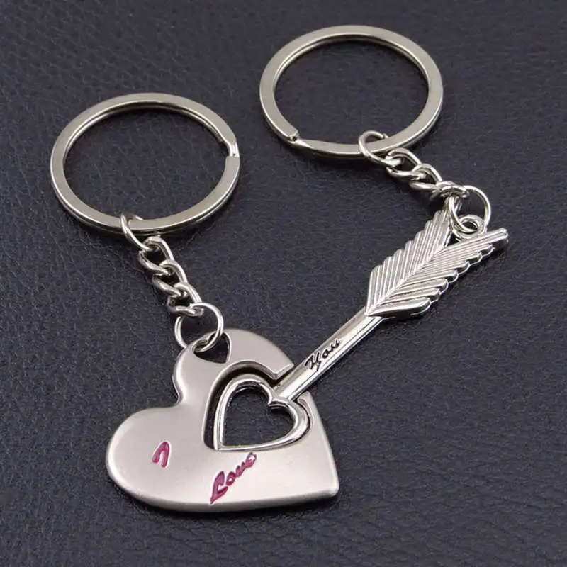 

Hot Novelty Chaveiro Couple Keychain Lovers Heart Key Chain Ring Llaveros Trinket Jewelry Valentine's Day Wedding Gift