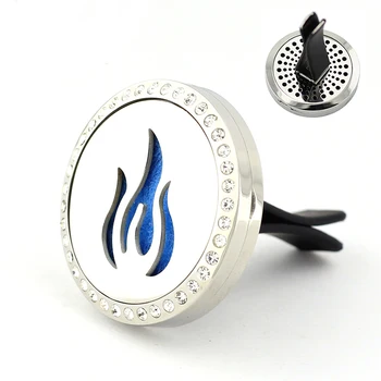 

30mm Stainless Steel rhinestone crystal fire design Aroma essential oil diffuser for car