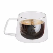Doble Capa De Vidrio Taza de Café Botella de Agua de Cristal de Borosilicato Taza de Té Chino de Diseño de Moda a prueba de Calor Taza de Mango