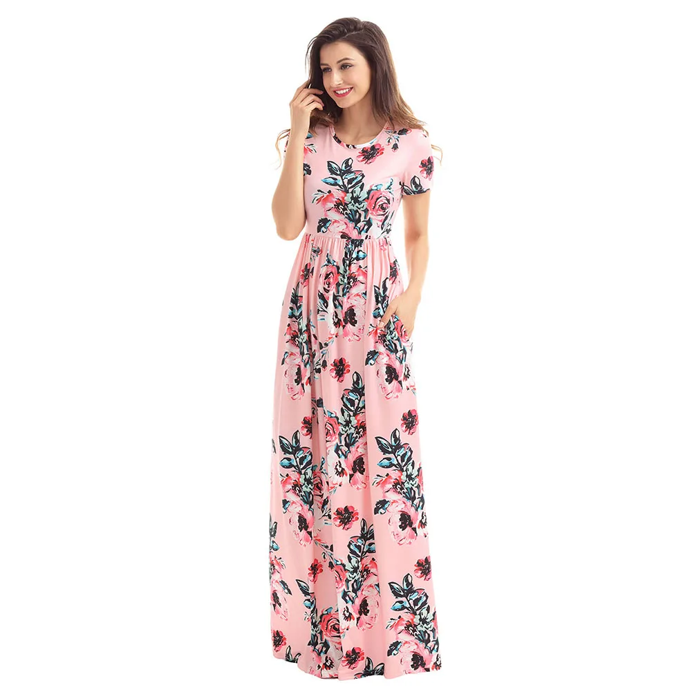 font b Floral b font font b Printed b font Long font b Dress b