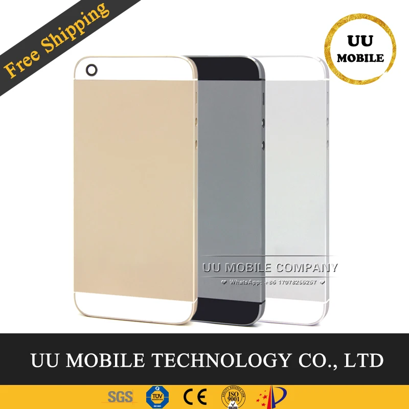 

100% Good Quality Middle Frame Back Cover Rear Door for iphone 5s Chassis Battery Door Housing with Logo+Card Tray+Buttons+Tools