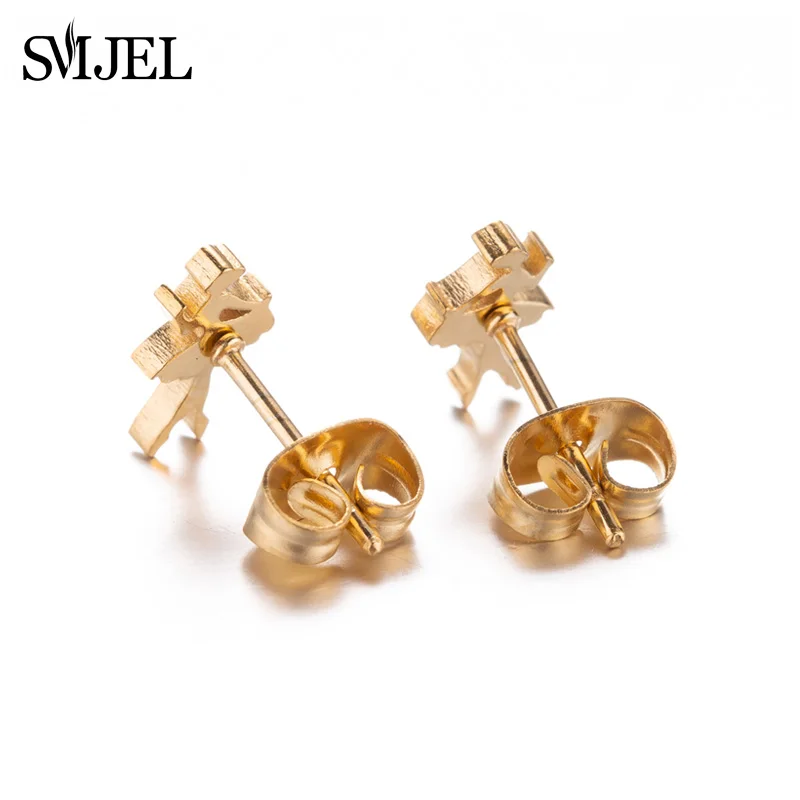 2021 Stainless Steel Earrings Geometric Women Men Hip hop Black Three Star Triangle Stud Earring Fashion Jewelry Gift Friend