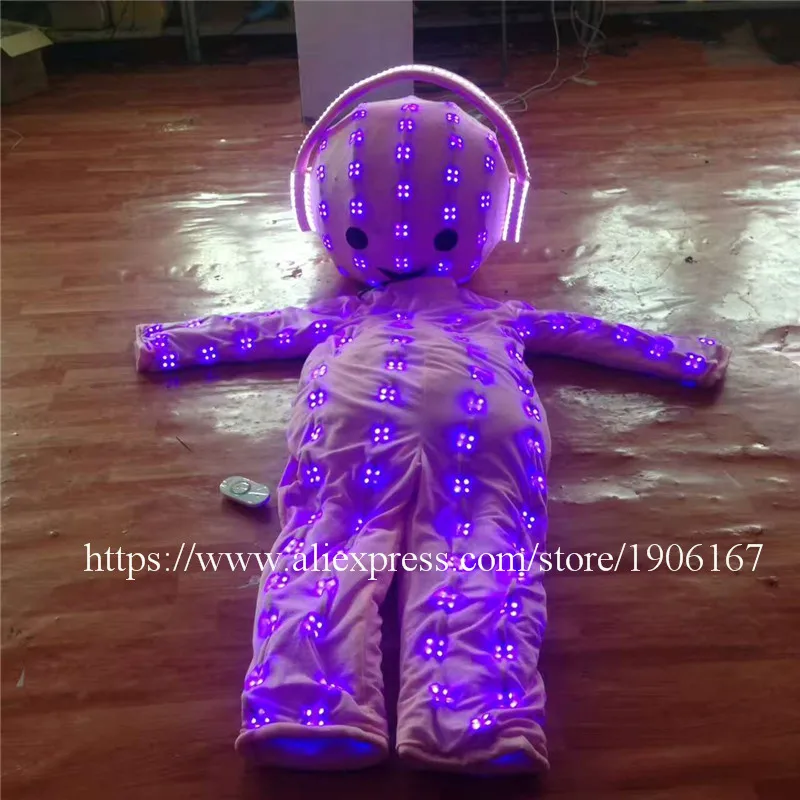 Colorful RGB light LED costumes big head doll ballroom dance show dj dicso partycatwalk stage wears singer stage clothing03