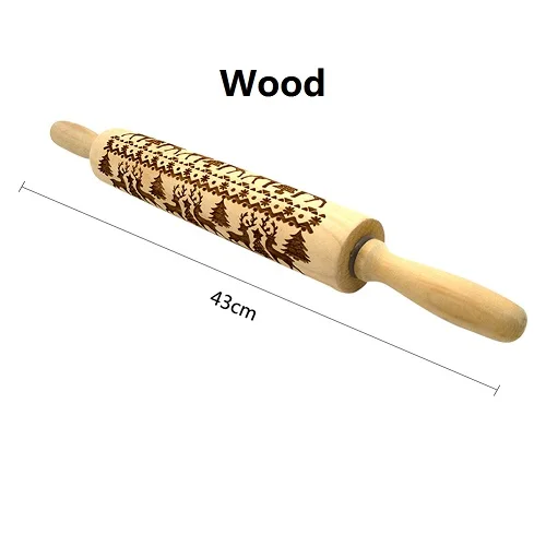 35/43 см для ухода за ребенком для мам Пасхи для тиснения Скалка выпечки печенья печенье, фондан, пирог тесто гравировкой ролик цветок олень в форме сердца - Цвет: Wood 02