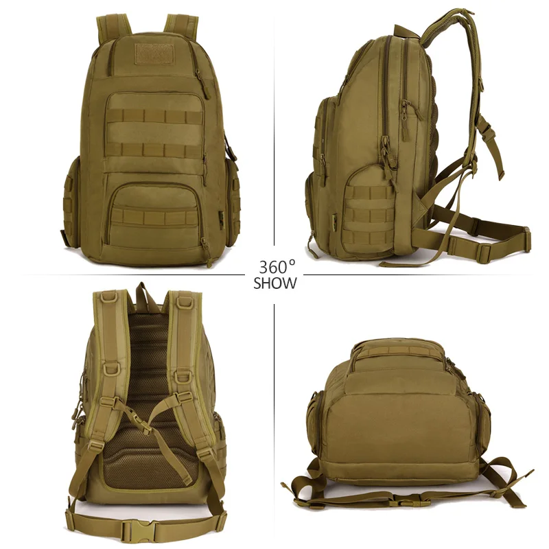 40L Men's Backpack Waterproof Nylon Man Women Military Rucksack Travel 14 inch Laptop Bag Molle Arm