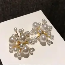 Темперамент маленькая жемчужина оригинальные барокко фейерверк серьги преувеличенная индивидуальность серьги-гвоздики