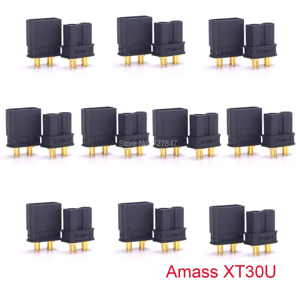 Высокое качество Amass черный/желтый XT30U XT30UPB Мужской Женский позолоченный разъем для подключения аккумулятора для самолета RC