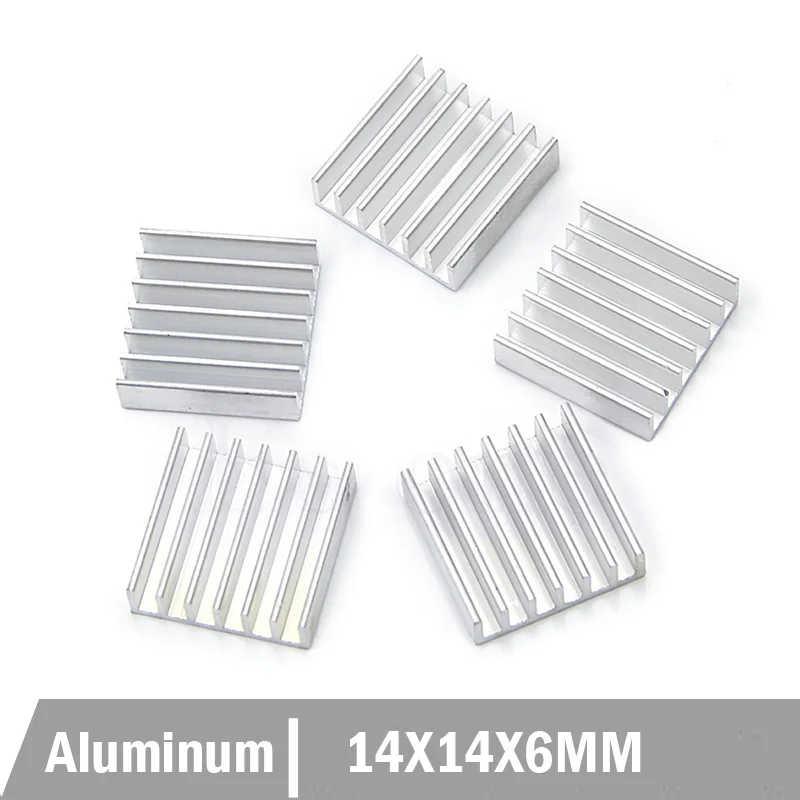 

20PCS Gdstime Aluminum IC Two-electrode Tube Dynatron Cooling Cooler Heat Sink Heatsinks with Tape 14x14x6mm