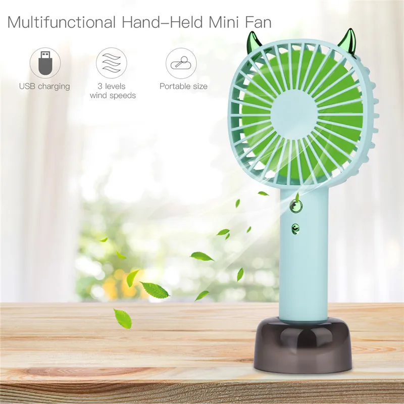 

Portable Rechargeable USB Fan For Travelling Outdoor Office Cooling Fan With Colorful Led Light Mini Fans 3 Speed Adjustable