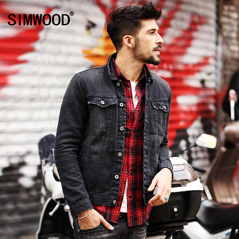 SIMWOOD 2018 New Spring Men Denim Jacket Fashion Casual